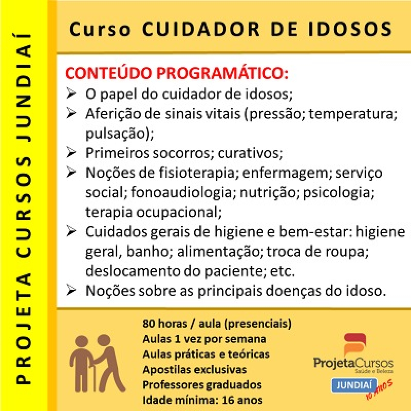 Curso Técnico de Cuidador de Idosos Parque Guarani - Curso Cuidador de Idosos Presencial