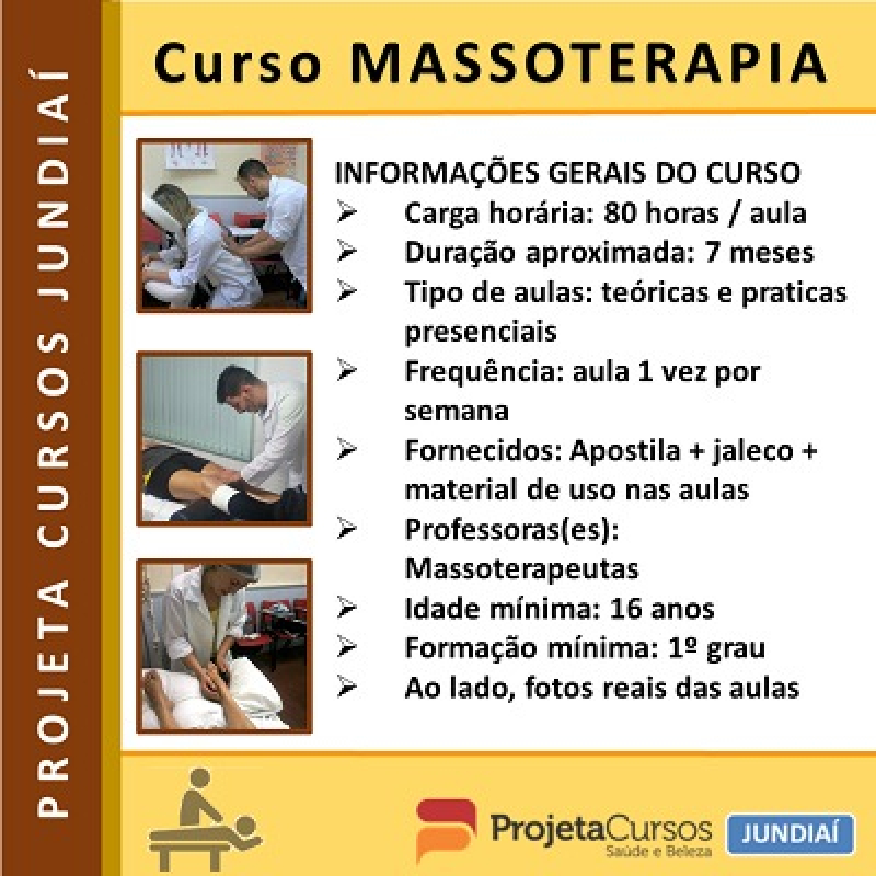 Valor de Curso Profissionalizante Massoterapia Vila Santa Terezinha - Curso de Massoterapia Profissionalizante